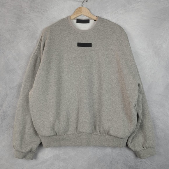 Fear of God Essentials Sweatshirt Mens Small Gray Pullover Crewneck Fleece Logo - Picture 1 of 16